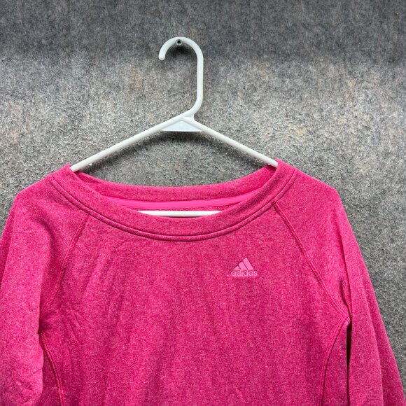 Adidas Sweatshirt Women XS Pink Long Sleeve Fleece Athletic Trainin ClimaWarm - Picture 3 of 10